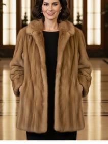 VINTAGE NATURAL RANCH MINK CLASSIC FUR COAT SM/M