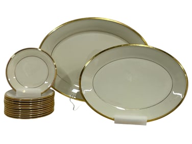 LENOX ETERNAL SERVING PLATTERS & PLATES 14 PCS