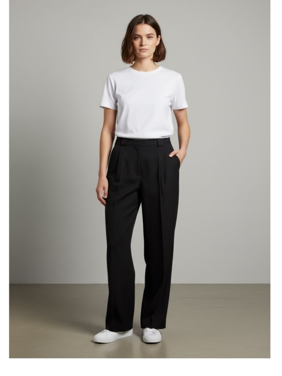 ANNE KLEIN II BLACK WOOL TAILORED TROUSERS SZ 10: ANNE KLEIN II BLACK PURE WOOL TAILORED TROUSERS SIZE 10 These classic Anne Klein II trousers are crafted from 100% pure wool and feature a beautifully structured silhouette with double front pleats, s