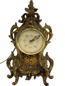 ROCOCO REVIVAL ORNATE GILT METAL MANTELCLOCK