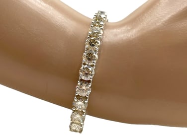 STERLING ROUND-CUT CUBIC ZIRCONIA BRACELET 12G
