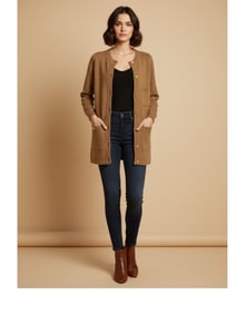 CHANEL 100% CAMELHAIR CARDIGAN SZ 8/10