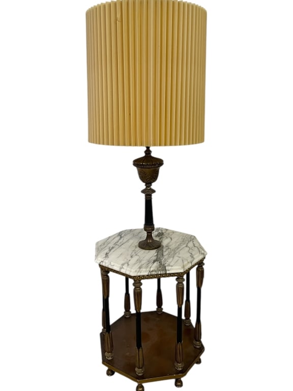 FRENCH EMPIRE STYLE MARBLE TOP LAMP TABLE 29" (1 of 9)