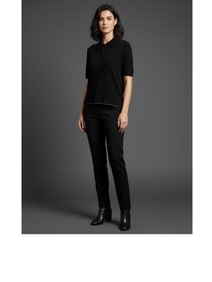 CHANEL BLACK KNIT POLO STYLE TOP – SIZE 44