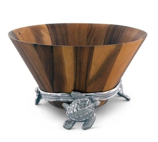 NEW! ARTHUR COURT SEA TUTLE WOOD SALAD BOWL