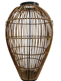 LARGE CONTEMPORARY RATTAN & METAL VASE 35"