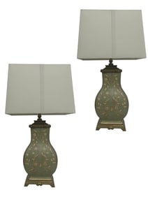 PAIR OF DECORATIVE VASE-FORM TABLE LAMPS 29"