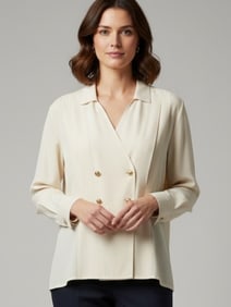 CHANEL SILK DOUBLE-BREASTED BLOUSE SZ 8/10