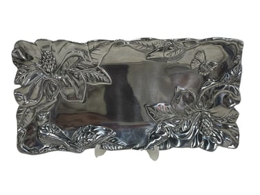 ARTHUR COURT FLORAL & BIRD EMBOSSED TRAY 11"