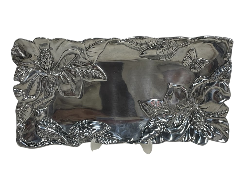 ARTHUR COURT FLORAL & BIRD EMBOSSED TRAY 11" (1 of 5)