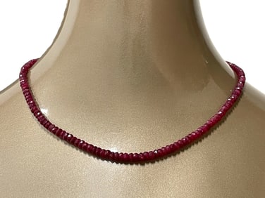FACETED RUBY BEAD NECKLACE