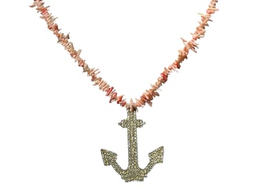 NEW BIJOUX SOPHIE CORAL W/ BLING ANCHOR NECKLACE