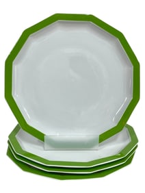4 ROSENTHAL GREEN BORDER OCTAGONAL DINNER PLATES