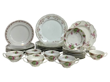 ASSORTED VTG FLORAL PORCELAIN DINNERWARE 30 PCS