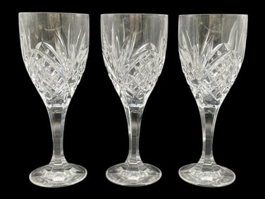3 WATERFORD STYLE CUT CRYSTAL WINE GLASSES 8"