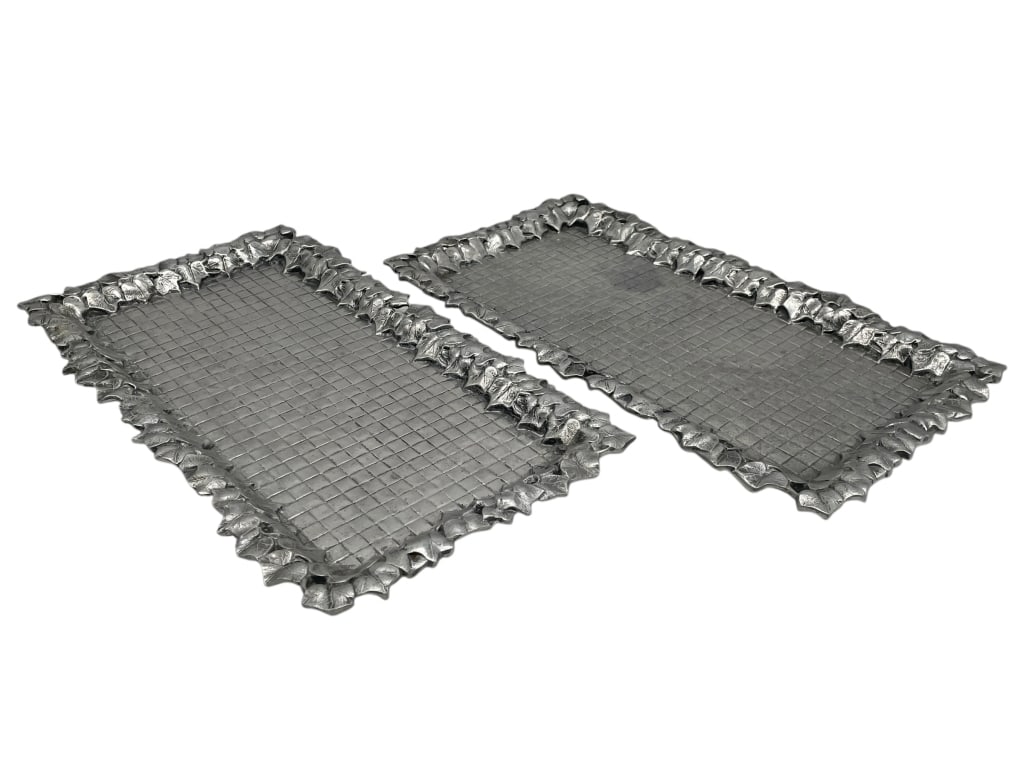 2 BRUCE FOX ALUMINUM TRAYS W IVY BORDERS 16" (1 of 3)