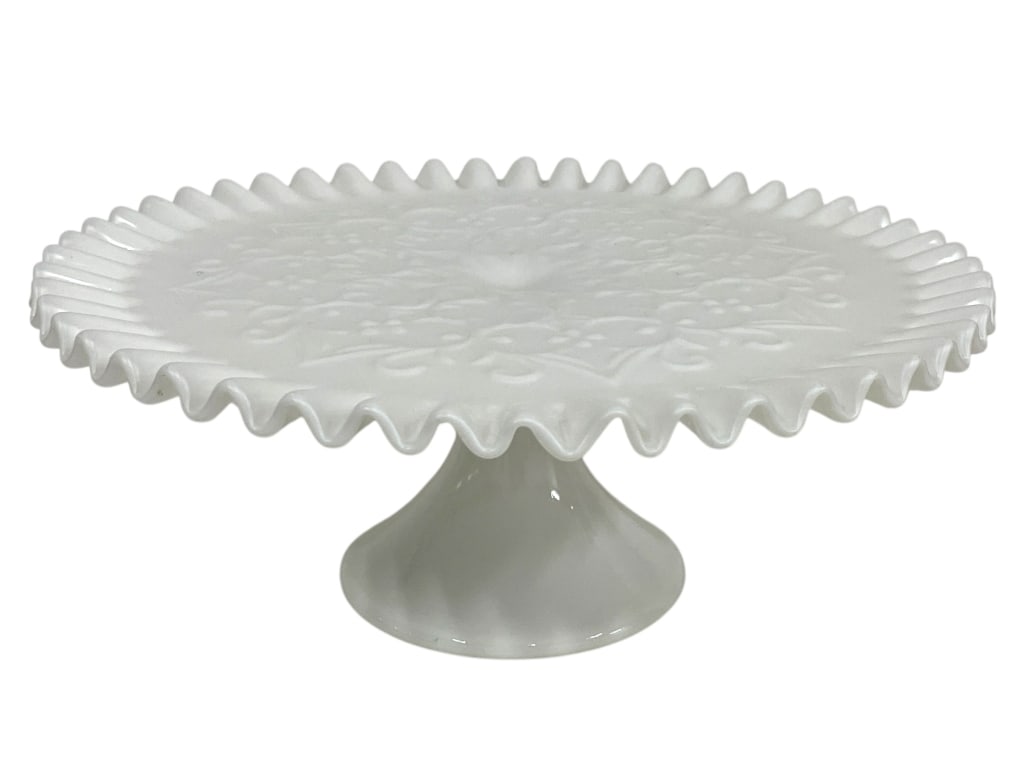 FENTON-STYLE MILK GLASS CAKE STAND 13" (1 of 6)