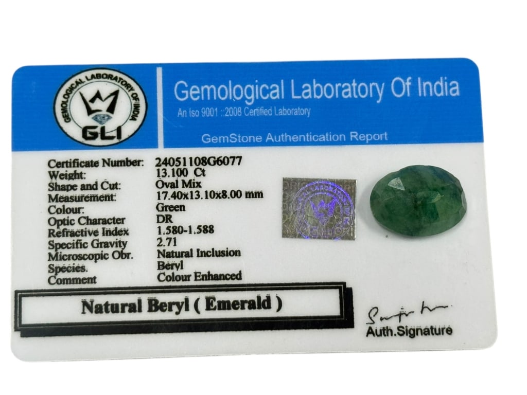 NATURAL BERYL EMERALD – 13.10 CT OVAL MIX CUT (1 of 2)