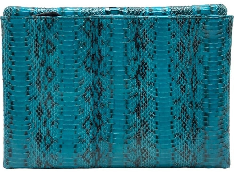 NWT CELESTE BLUE PYTHON LARGE CLUTCH $950 (1 of 9)