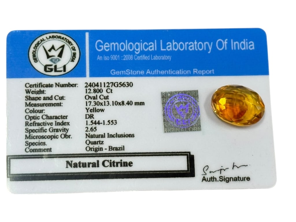 NATURAL CITRINE – 12.80 CT OVAL CUT (1 of 2)