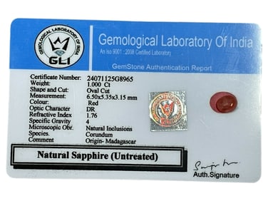 NATURAL RED SAPPHIRE (UNTREATED) – 1.000 CT