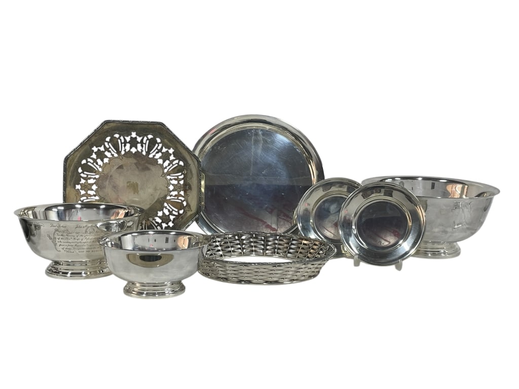 ASSORTED SILVERPLATE DECORATIVE BOWLS & TRAYS (1 of 9)