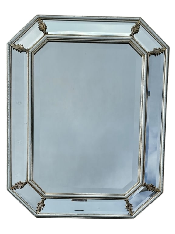 ITALIAN BEVELED GLASS WALL MIRROR 31" (1 of 8)