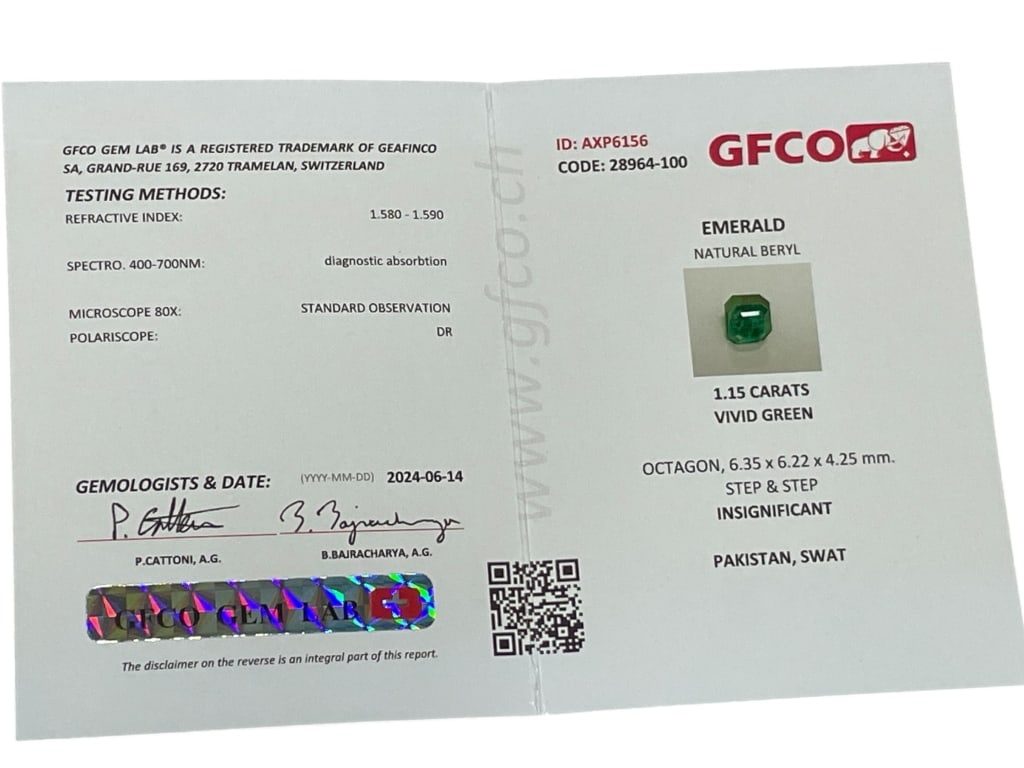 GFCO CERTIFIED 1.15 CARAT NATURAL EMERALD (1 of 2)