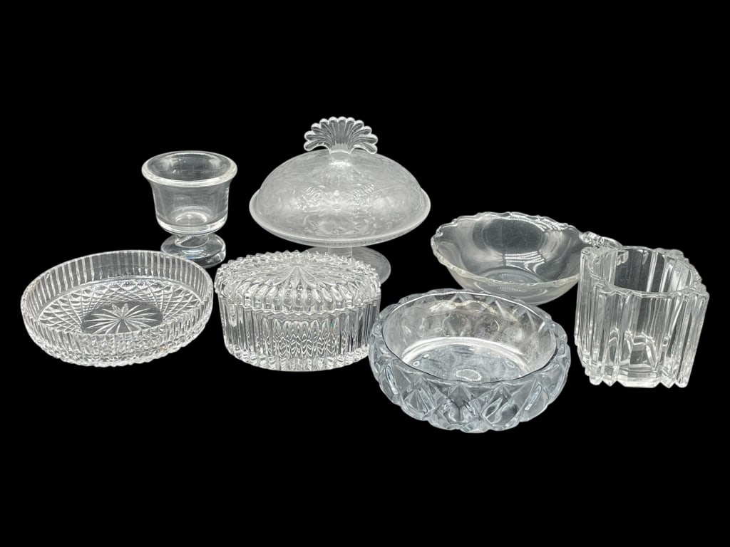 LOT OF 7 PRESSED & CUT GLASS PIECES (1 of 4)