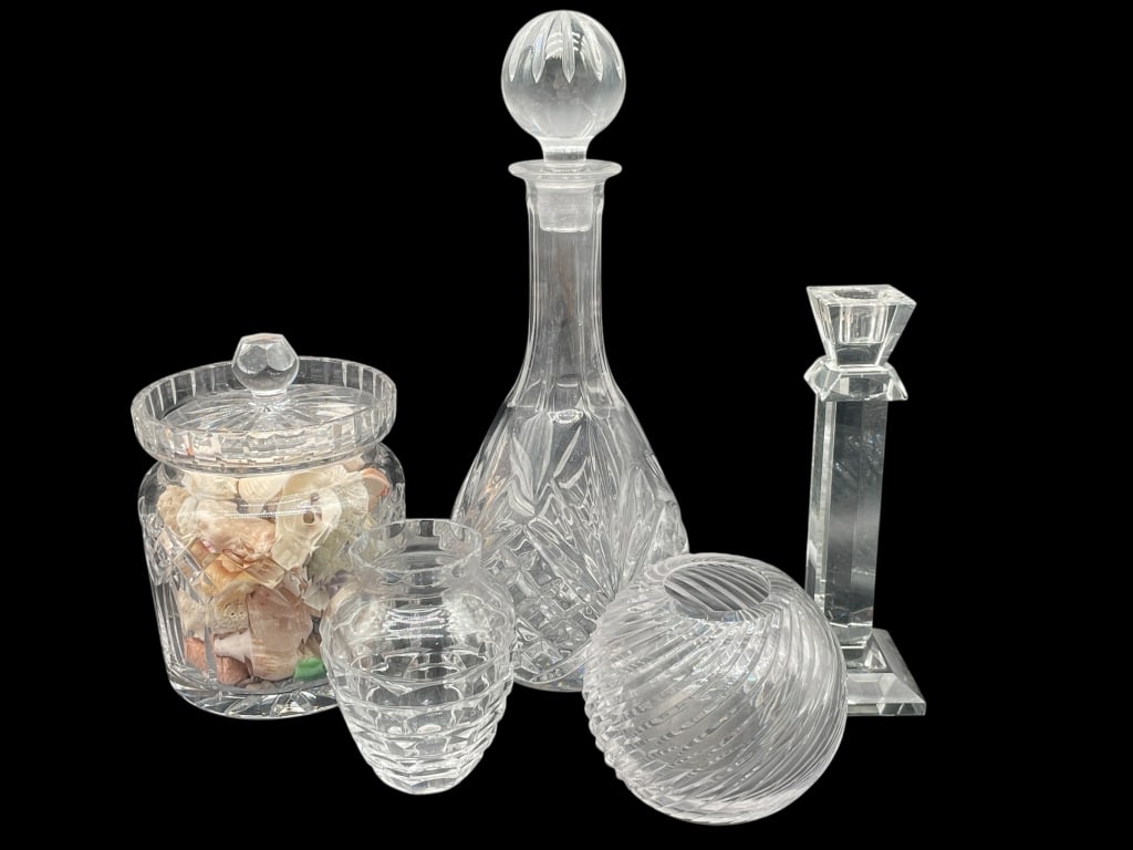 LOT OF 5 CUT & PRESSED GLASS DECORATIVE PIECES (1 of 3)