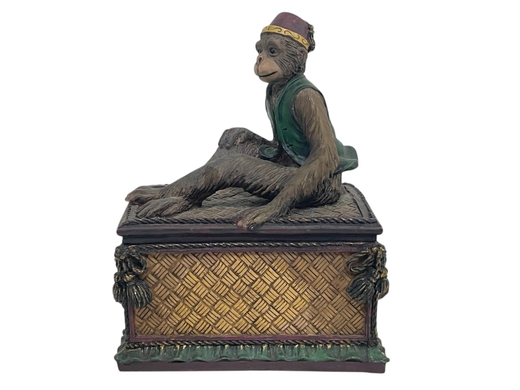 WHIMSICAL MONKEY FIGURAL TRINKET BOX 6.5" (1 of 8)