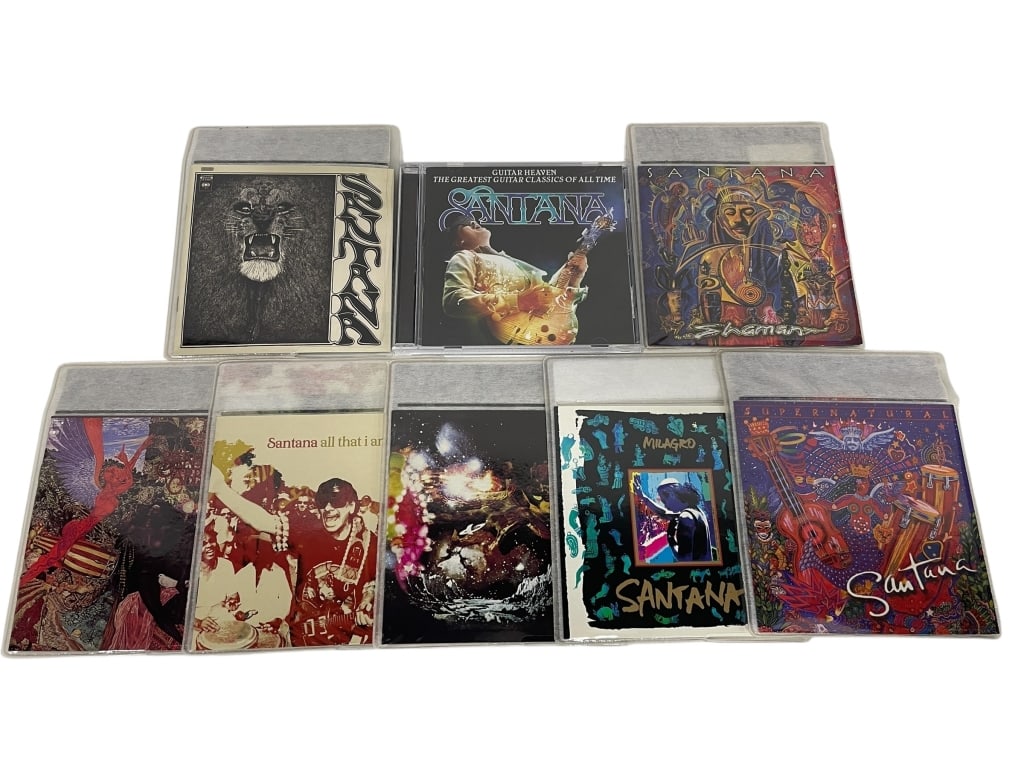 SANTANA CD COLLECTION – 8 ALBUM LOT: SANTANA CD COLLECTION – 8 ALBUM LOT INCLUDING CLASSIC & MODERN RELEASES -Offered here is a vibrant 8-CD Santana collection spanning the legendary guitarist’s early psychedelic rock era through his