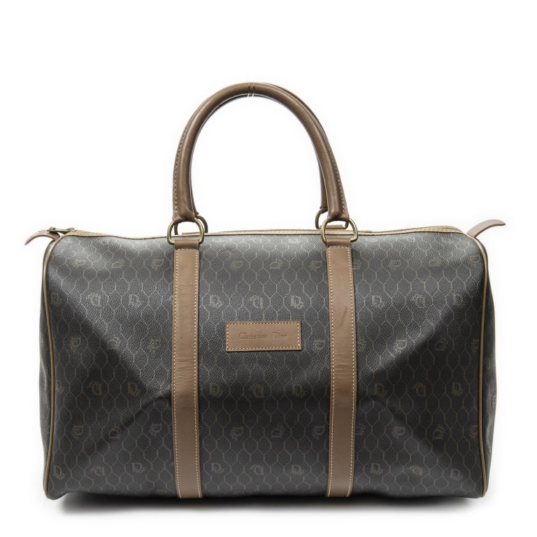 DIOR VINTAGE LARGE BOSTON BROWN MACADAM COATED CAN (1 of 10)
