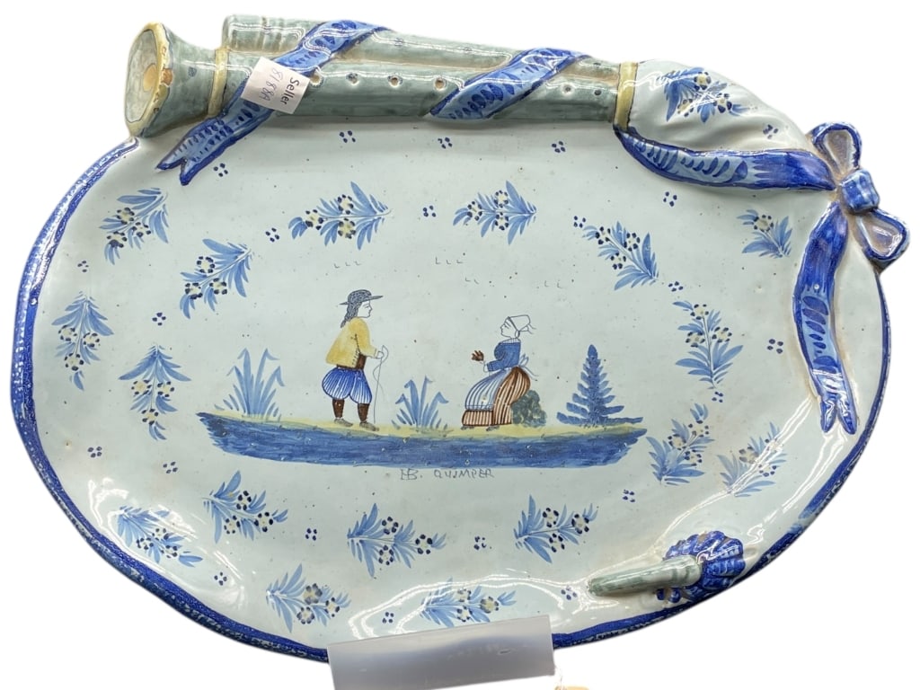 HB QUIMPER FRENCH FA?ENCE FIGURAL WALL PLAQUE 15" (1 of 7)