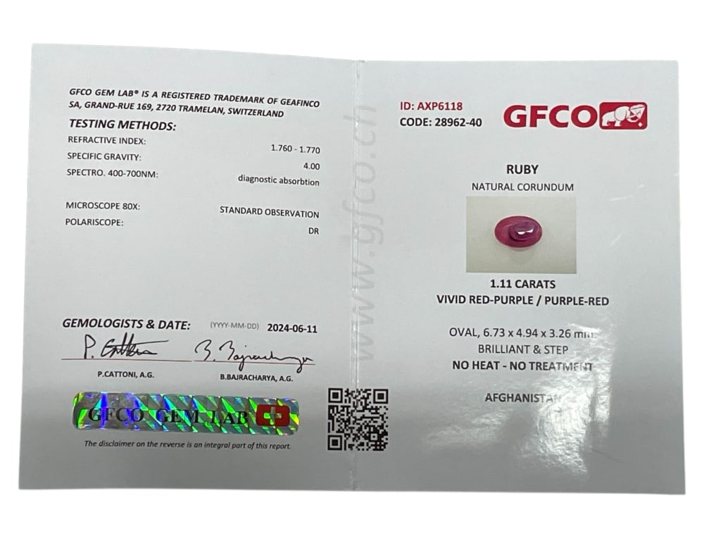 GFCO-CERTIFIED NATURAL RUBY 1.11 CARATS (1 of 2)