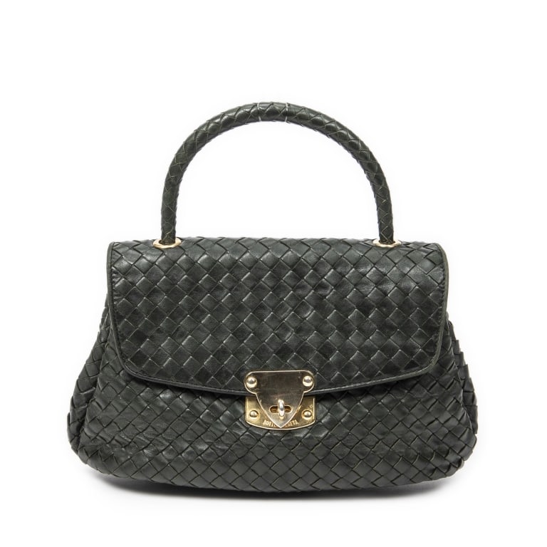 BOTTEGA VENETA VINTAGE TURN LOCK TOP HANDLE DARK G (1 of 10)
