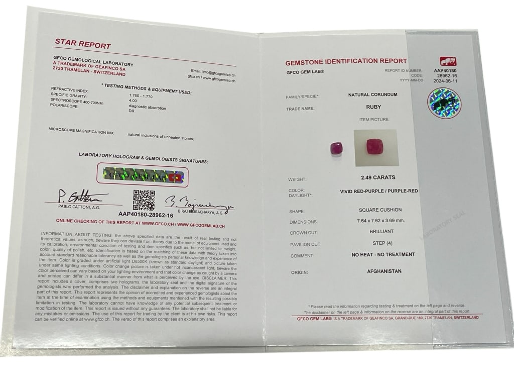 NATURAL RUBY 2.49 CARATS SQUARE CUSHION CUT (1 of 2)