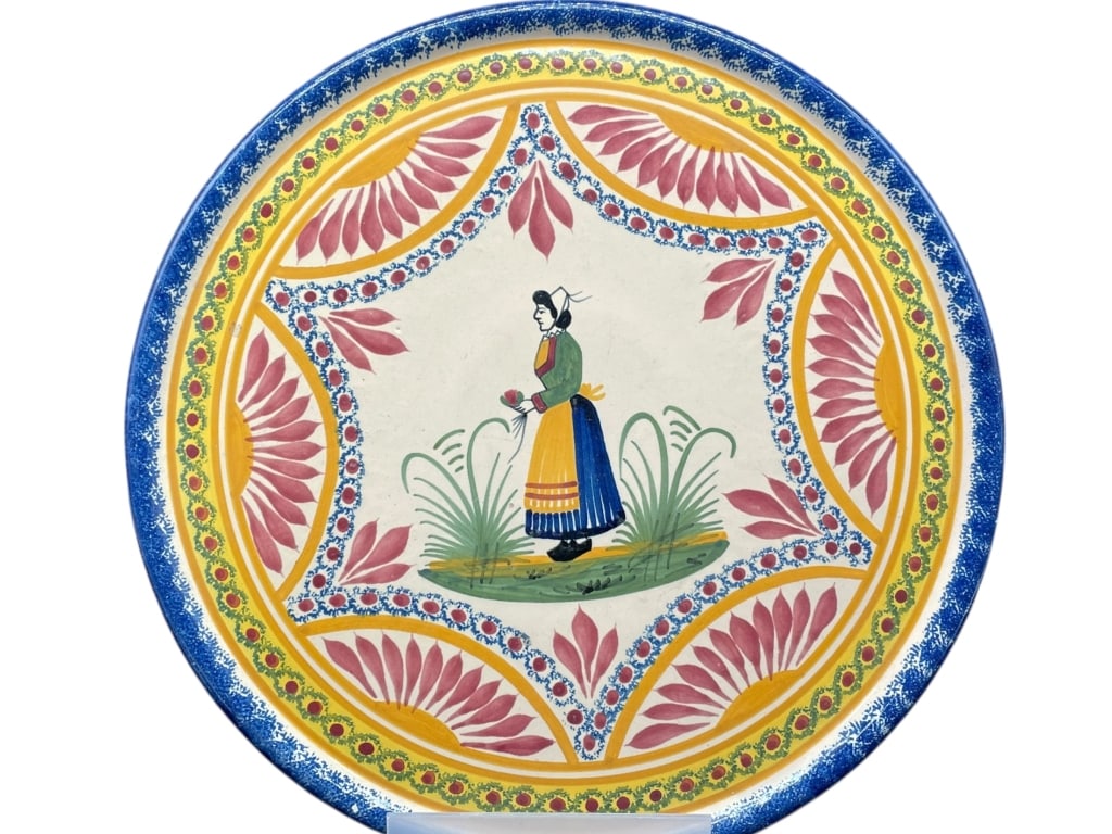 HENRIOT QUIMPER  BRETON FIGURAL PLATE 11" (1 of 5)
