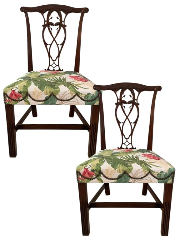 BAKER FURNITURE CARVED CHIPPENDALE STYLE CHAIRS (1 of 9)
