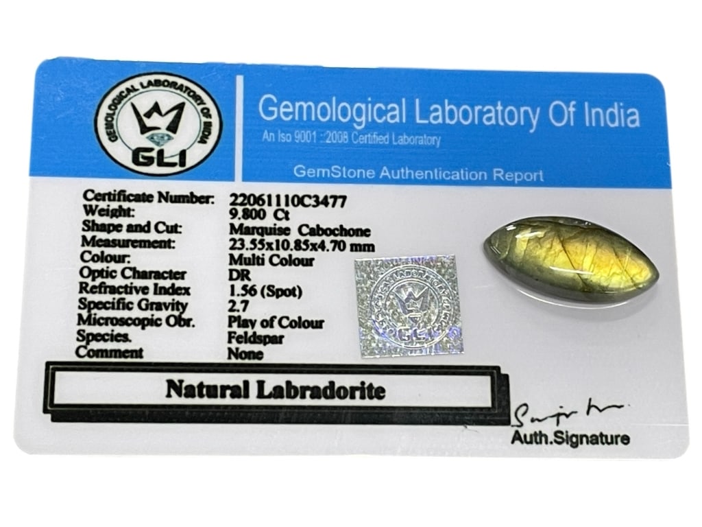 NATURAL LABRADORITE CABOCHON 9.80 CT MARQUISE CUT (1 of 2)