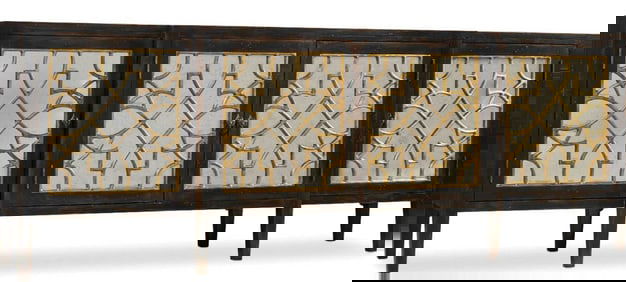 HOOKER  SANCTUARY 4 DOOR MIRRORED CONSOLE 105"