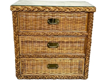 VINTAGE WICKER THREE-DRAWER CHEST 30"