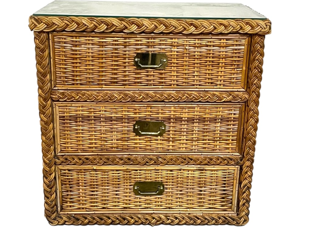 VINTAGE WICKER THREE-DRAWER CHEST 30" (1 of 7)