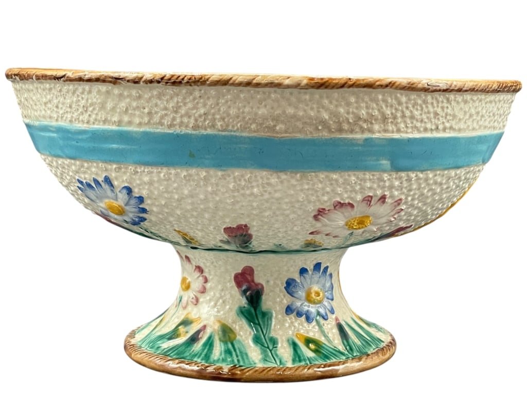 ANTIQUE GEORGE JONES STYLE  MAJOLICA COMPOTE 10" (1 of 8)