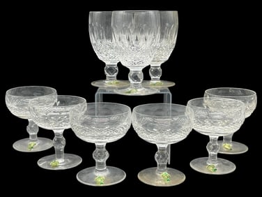 9 WATERFORD COLLEEN GOBLETS & CHAMPAGNE GLASSES