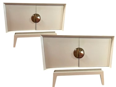 PAIR OF JONATHAN ADLER SIDE TABLES WITH STORAGE