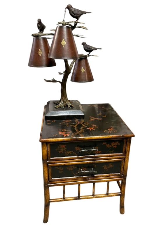 THEODORE ALEXANDER NIGHTSTAND WITH LAMP (1 of 10)