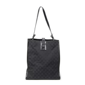 GUCCI VERTICAL TOTE BLACK MONOGRAMMED CANVAS SILVE