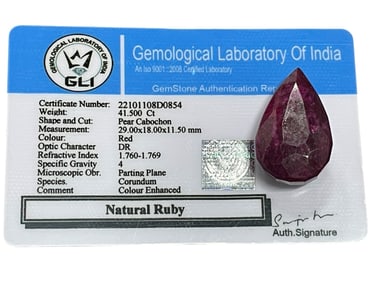 NATURAL RUBY PEAR CABOCHON – 41.50 CT