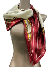 GUCCI SILK EQUESTRIAN MOTIF SCARF 66"